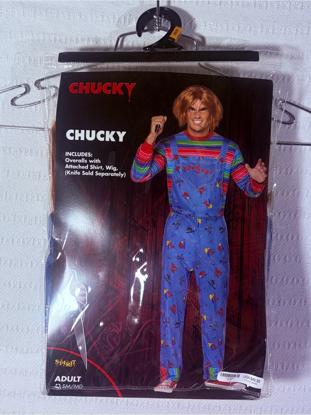 Spirit Halloween Chucky Costume Adult S/M Overalls Wig Complete Cosplay New